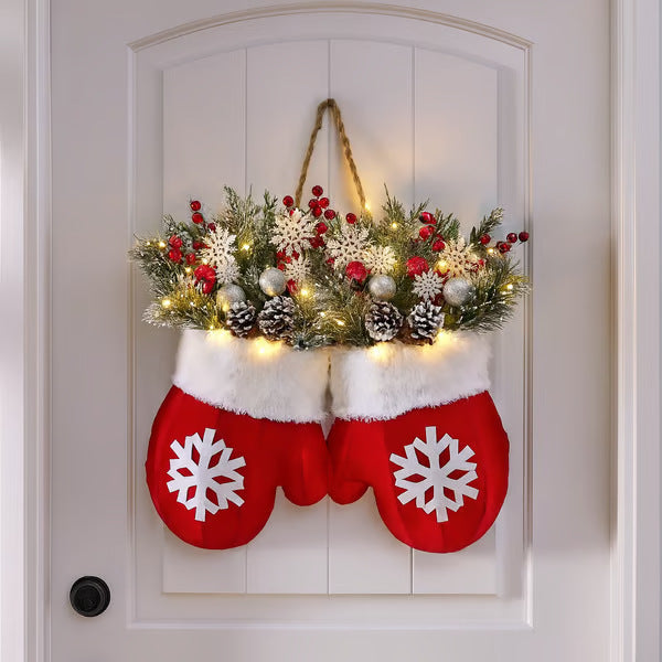 Christmas Garland Creative Glove Shaped Simulated Flower Wreath Window Door Gate Decoration Door Sign Xmas Party Decoration - Aliexpress